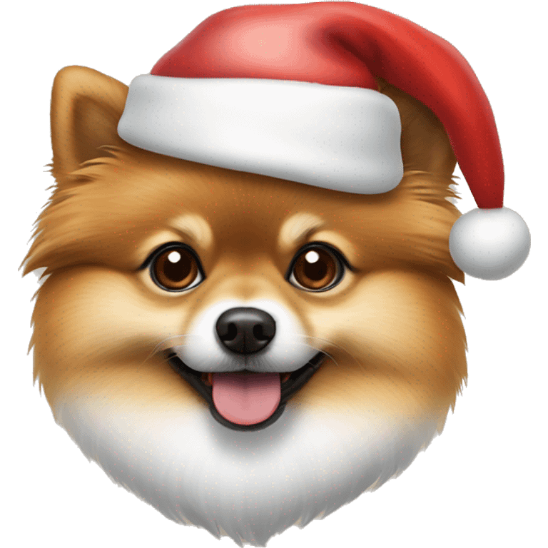 Pomeranian brown wearing Santa hat emoji