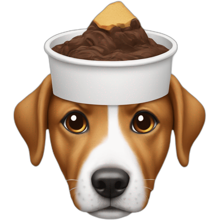 A cup on the head of a dog emoji