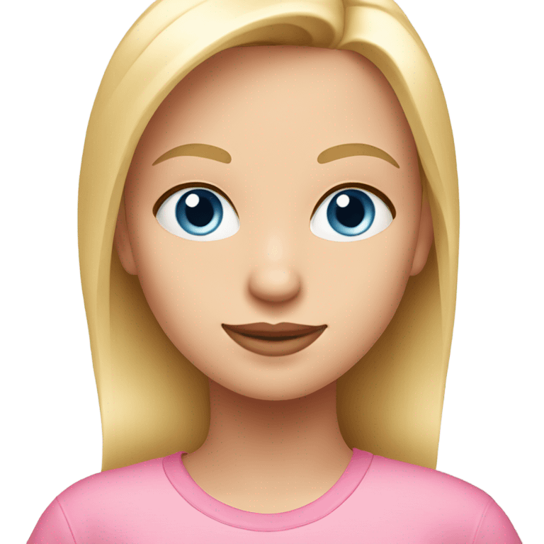 A girl with blonde hair blue eyes and a pink top emoji