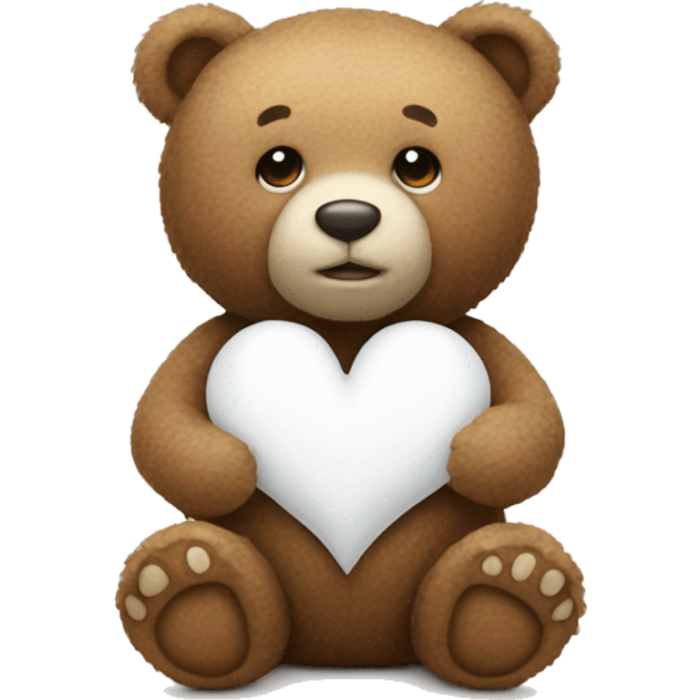 Teddy bear with a white heart emoji