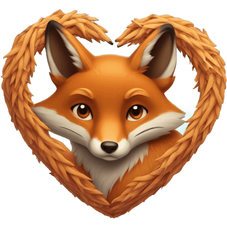 Heart with fox inside emoji