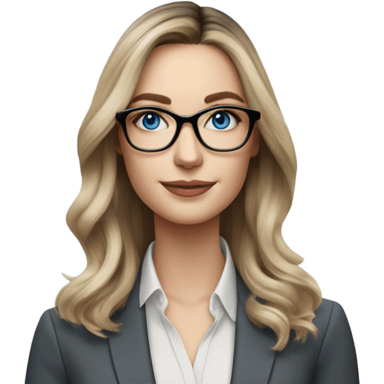 Shoulder length Balayage pale beautiful corporate woman with glasses and blue eyes emoji