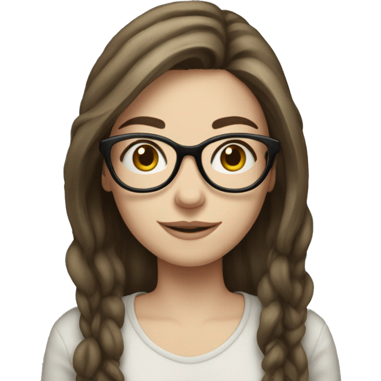 Pale brunette girl with glasses and long hair emoji