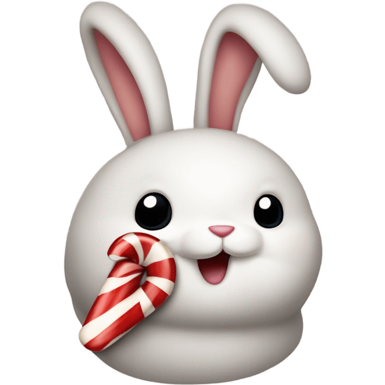 bunny rabbit holding the ok sign and brandishing a crimson and cream candy cane  emoji