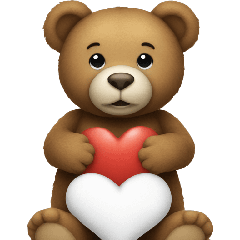 Teddy bear holding a white heart emoji