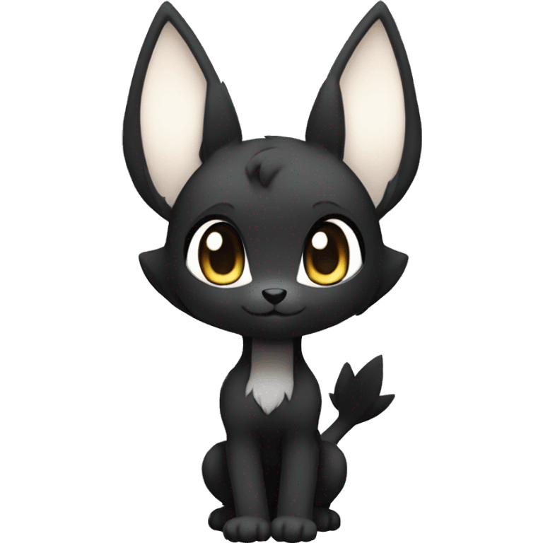 a anthro chibi-style black sparkle-Fakémon-hybrid full body emoji