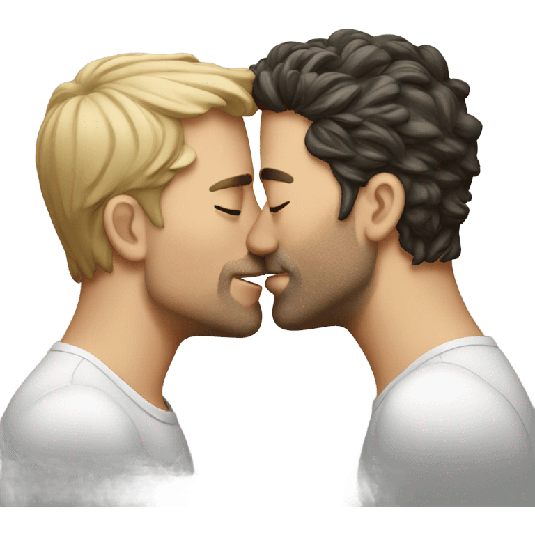 Two hot white men kissing  emoji