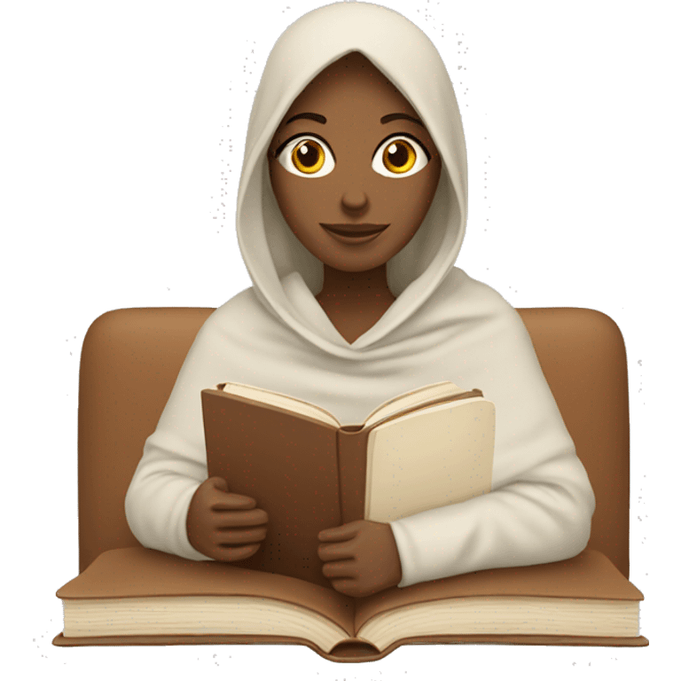 White woman with blanket and brown book emoji