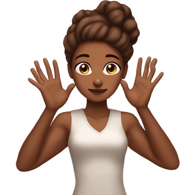 Brown skin OMG girl with hands emoji