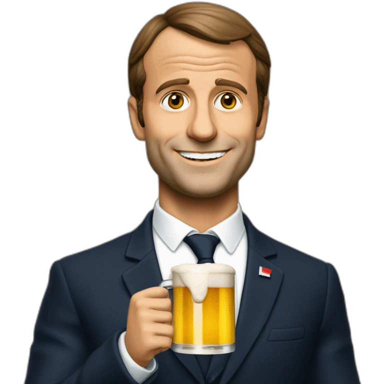 Macron boit une biere emoji