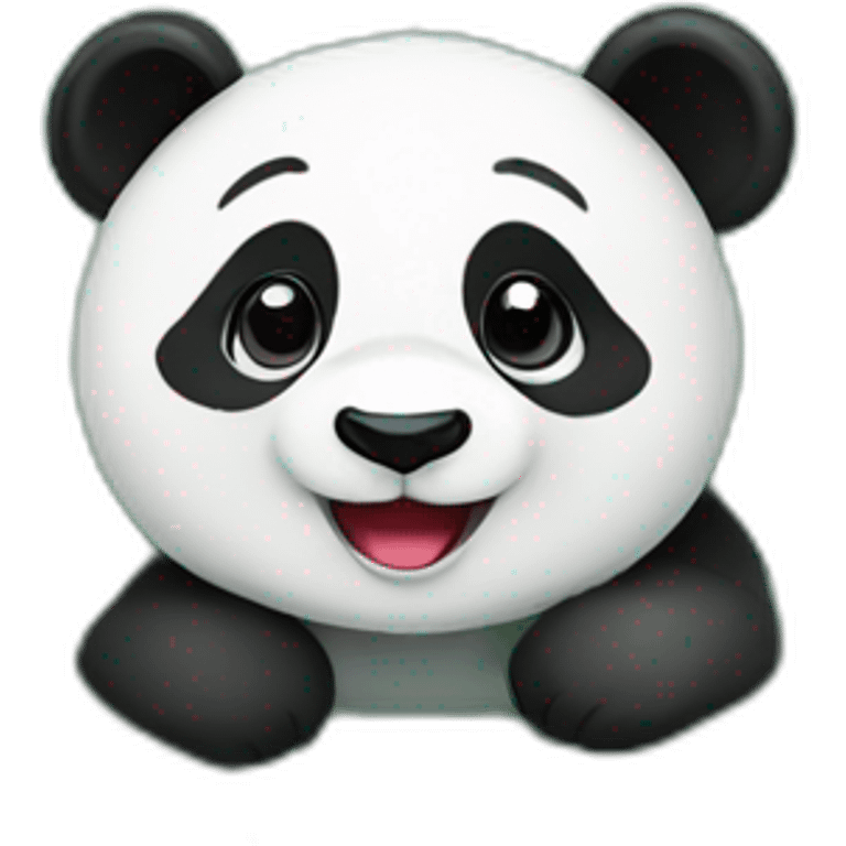 happy panda in a planet with a full of leafs emoji