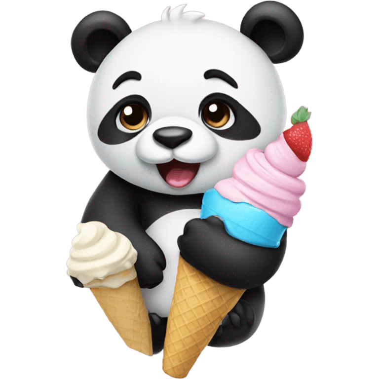 Panda eating ice cream emoji