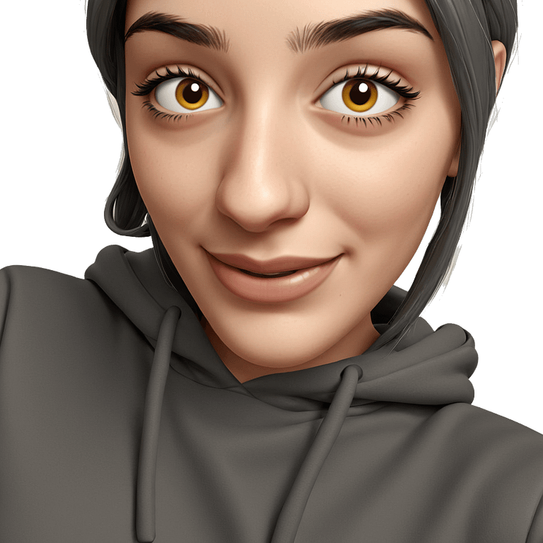 smiling girl in grey hoodie emoji