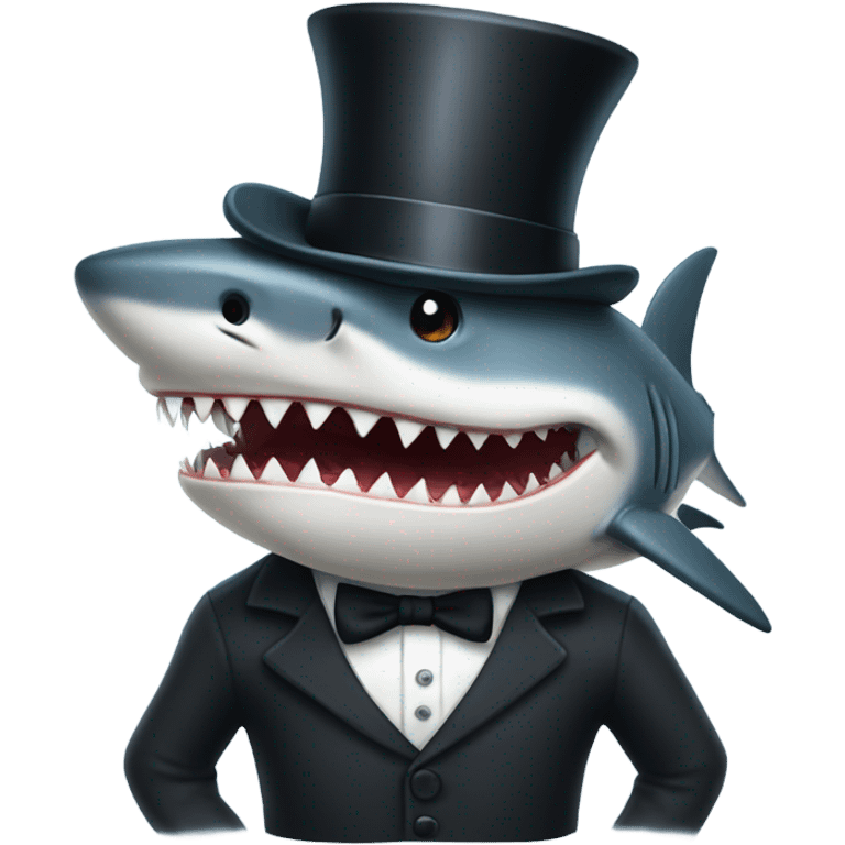 Shark with a top hat emoji