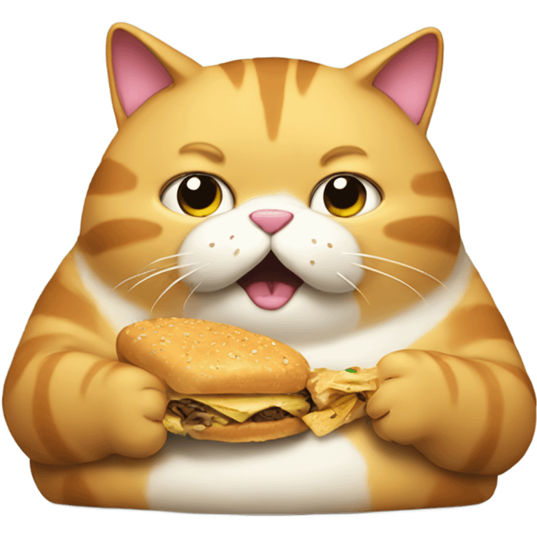 Fat cat eating junk food emoji