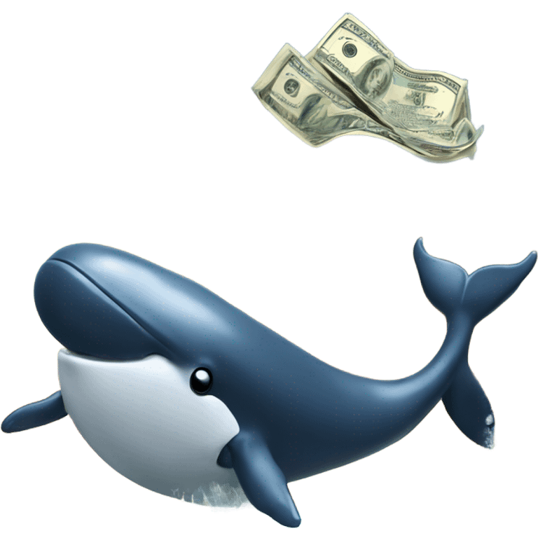 Whale blowing money out of blowhole emoji