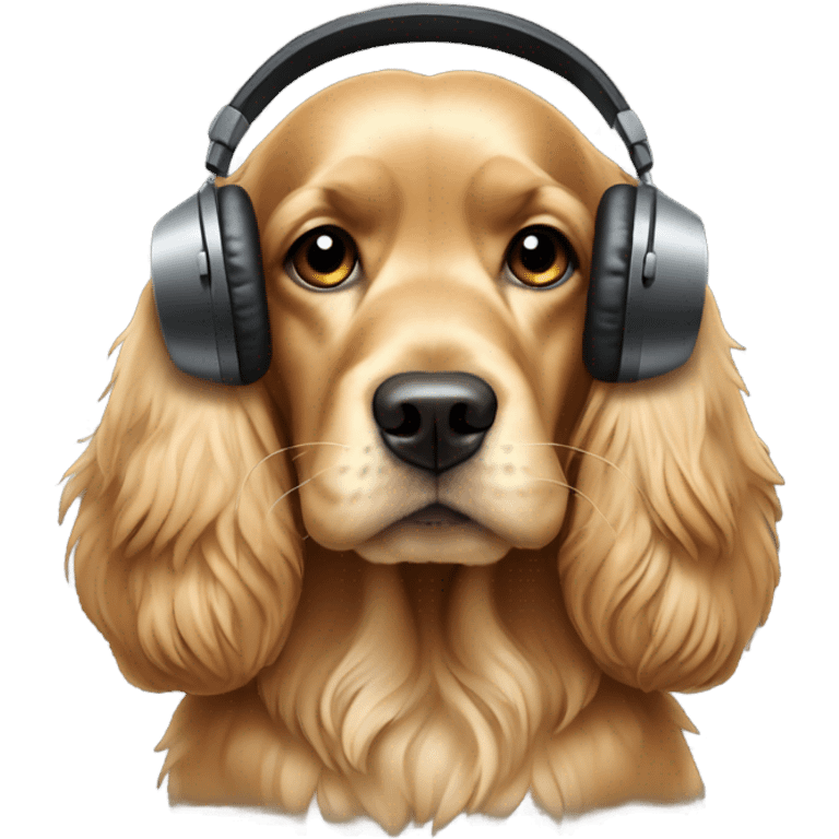 golden cocker spaniel with headphones emoji