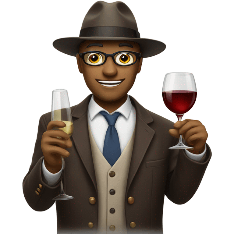 Emoji with hat and wine glass emoji