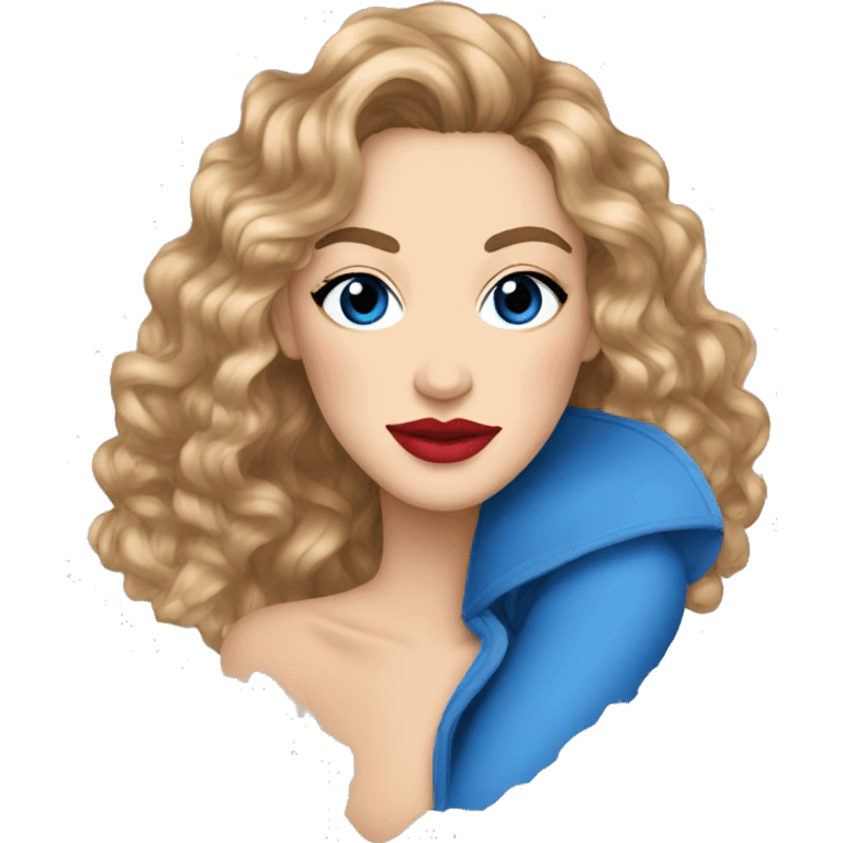 Carrie Bradshaw con ojos azules pelo largo, labios rojos emoji