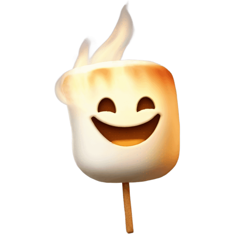 Smiling s’more roasting a marshmallow  emoji