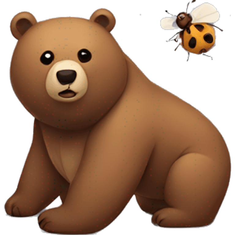 Big bear and tiny cute bug in love emoji