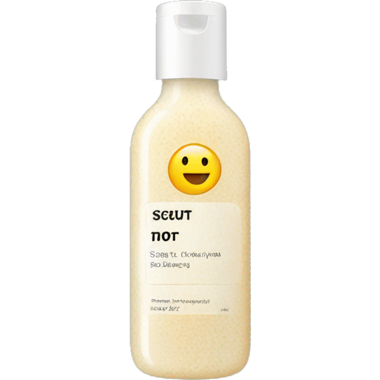 bottle facial scrub with label emoji