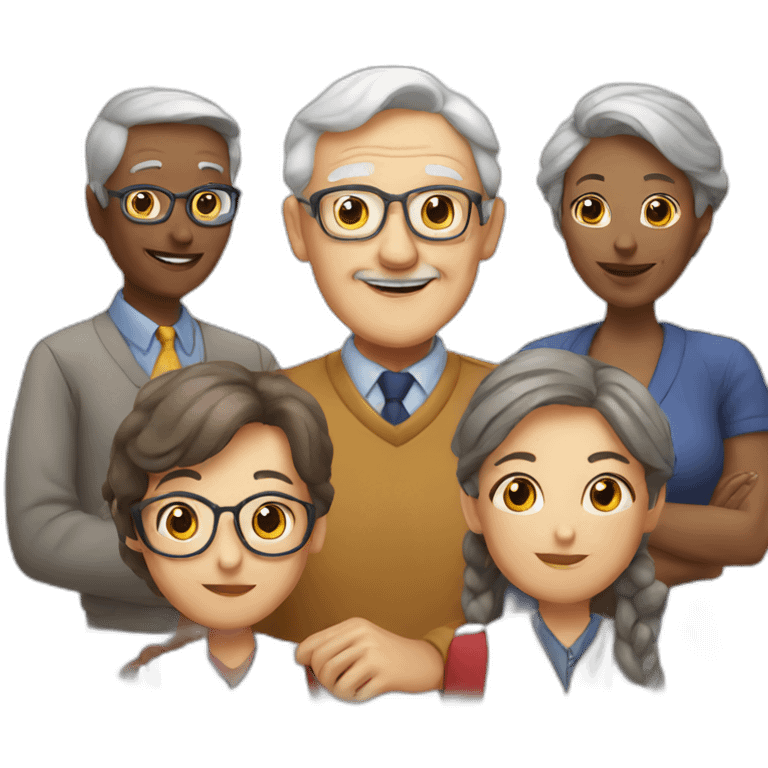 Old classmates together with older teacher emoji