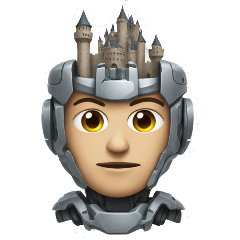 cyborg with castle for a brain  emoji