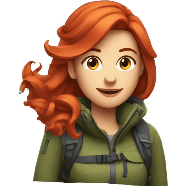 a red hair female on mountain summit emoji