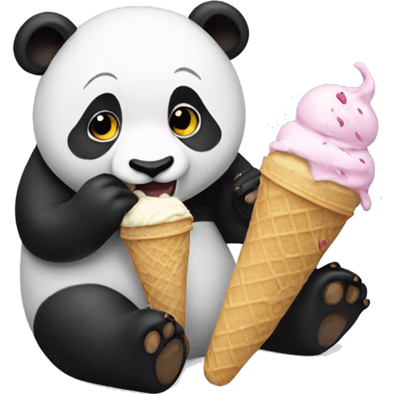 Panda eating ice cream emoji