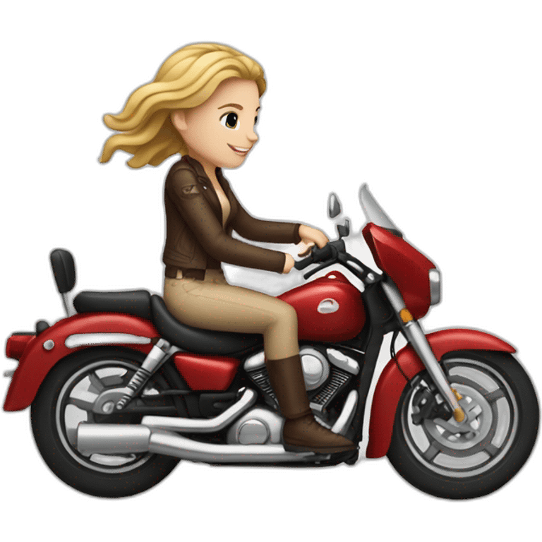 White Girl and white guy on a motorcycle emoji