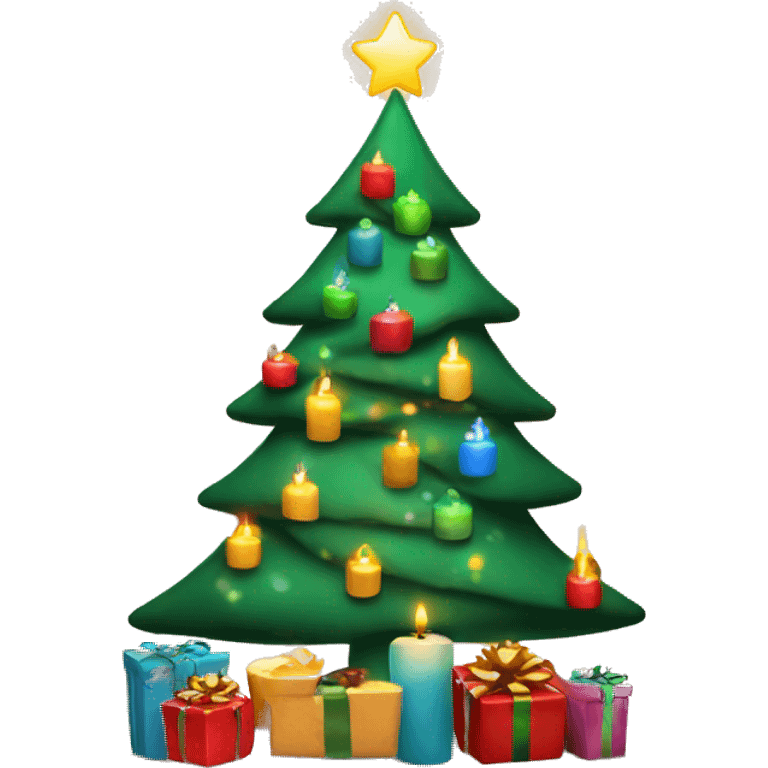 Christmastree with candles and Gifts emoji