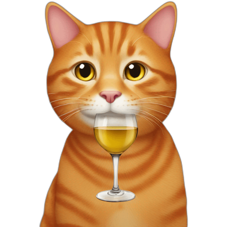 Ginger cat drinking red wine emoji