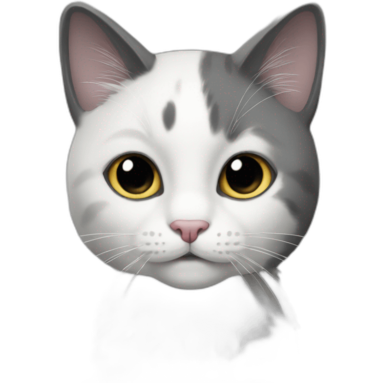 Grey-white-black-cat emoji