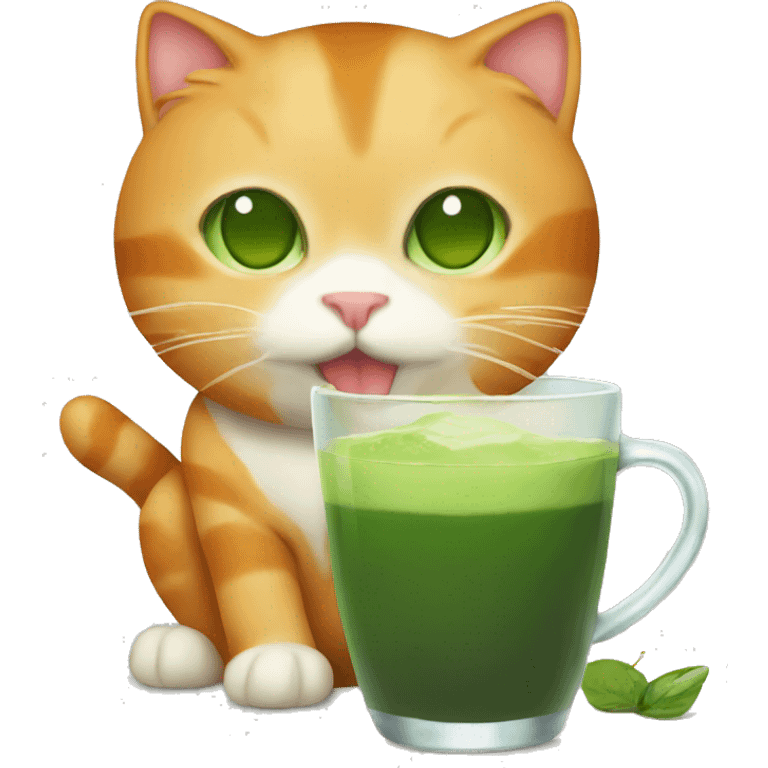 ginger cat drinking matcha emoji