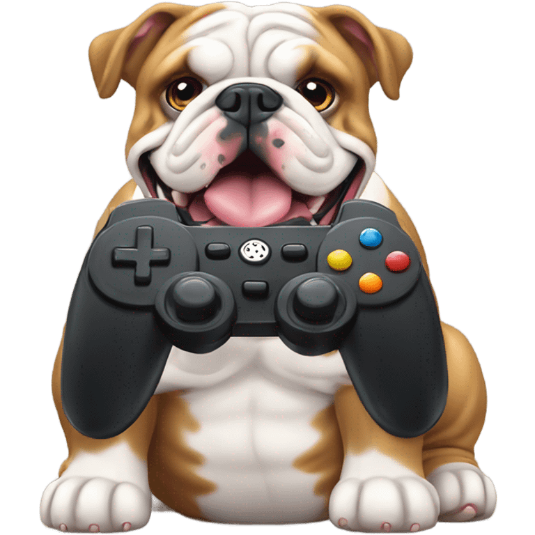 English bulldog playing video games ￼ emoji