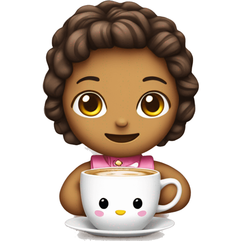 Hello kitty holding coffee  emoji