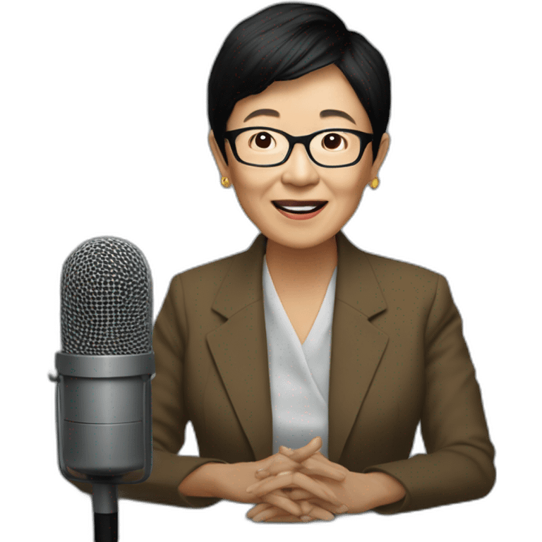 Maria Ressa talking on microphone emoji