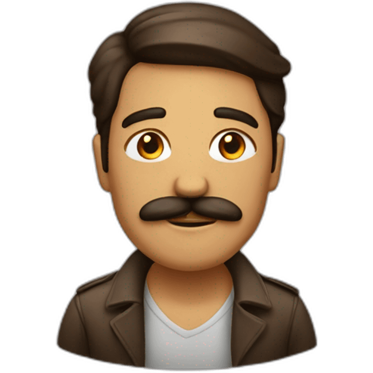 Homme brun avec une moustache carré  emoji