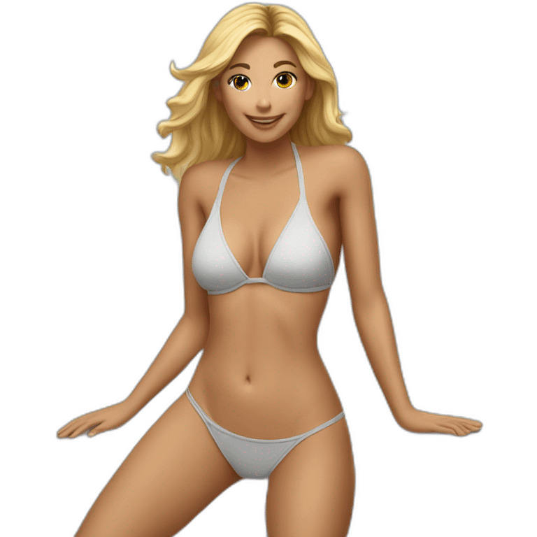 soft-fit Caucasian woman bikini (beach body) bed emoji