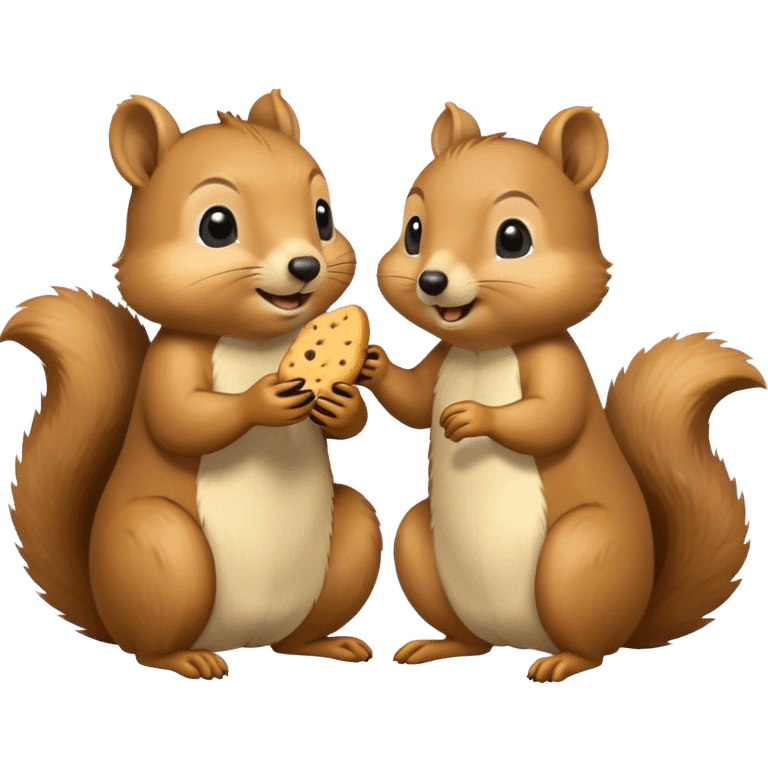 Squirrel eating next to quokka also eating  both very happy  emoji