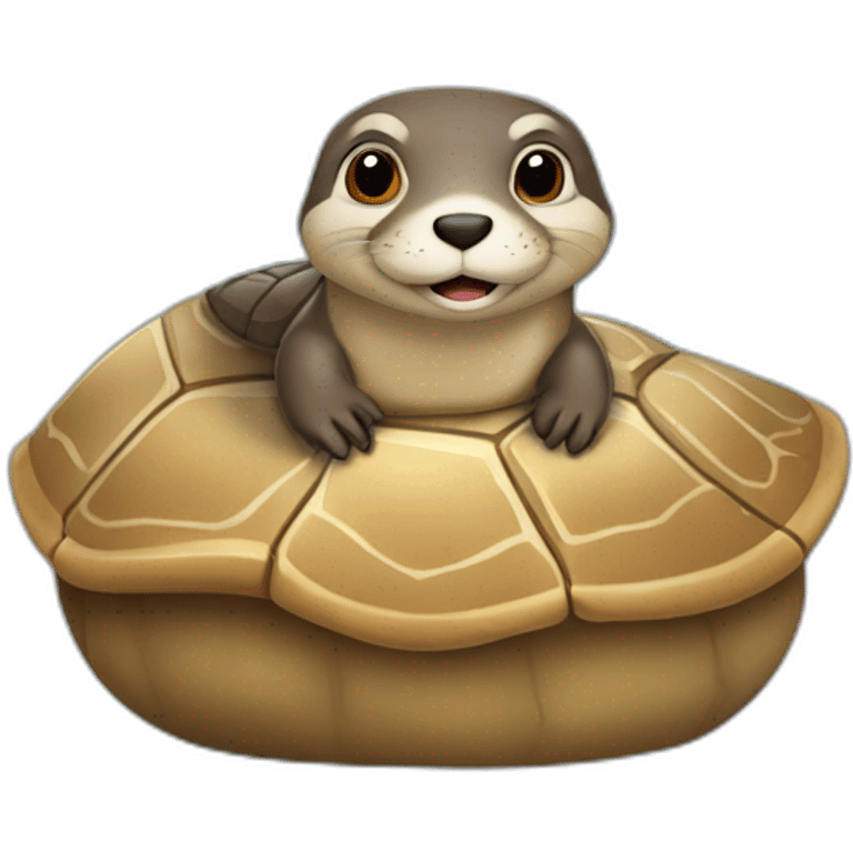 Une loutre sur une tortue emoji