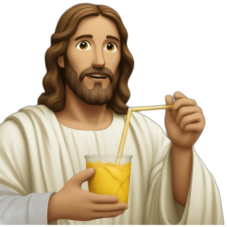 Jesus with a straw in his mouth emoji