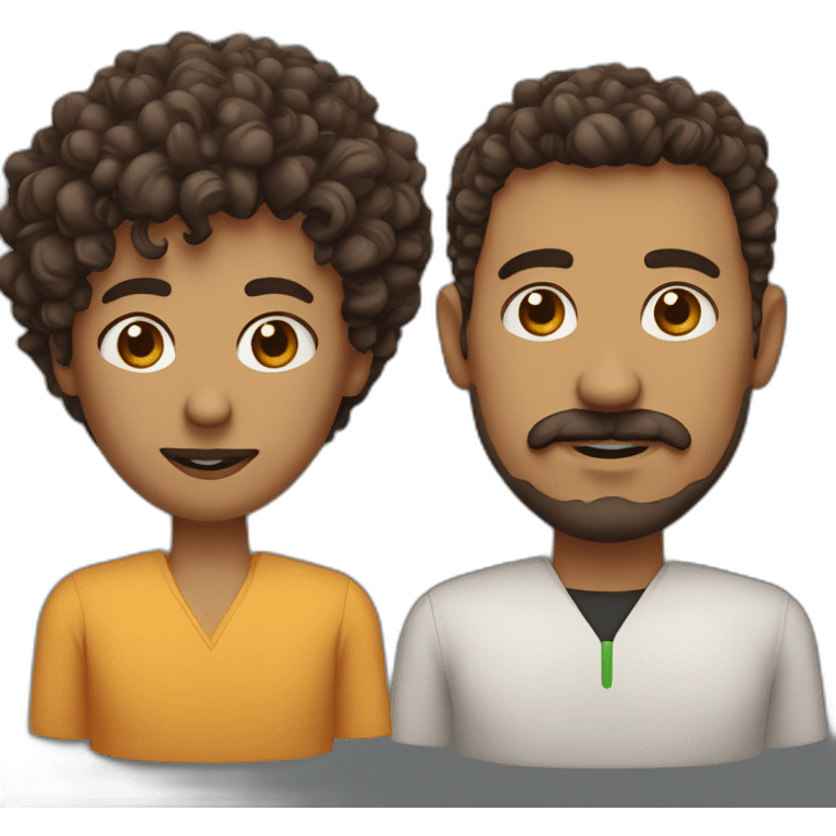 head and shoulder of teacher, short very curly brown hair, big broken nose, and curly mustache and goatee emoji