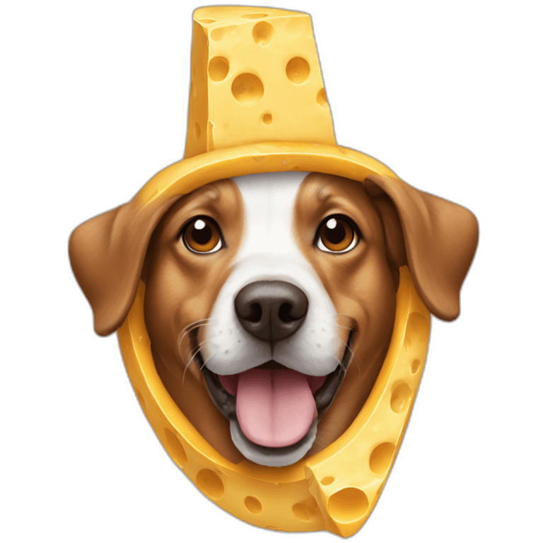 Dog wearing cheese hat emoji