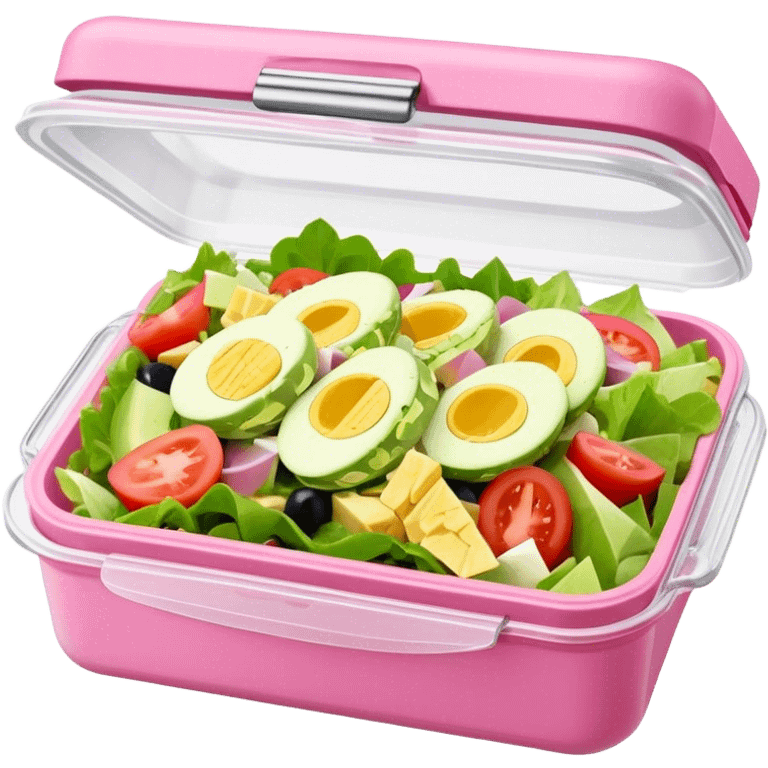 Chef Salad in a pink clear hinge container  emoji