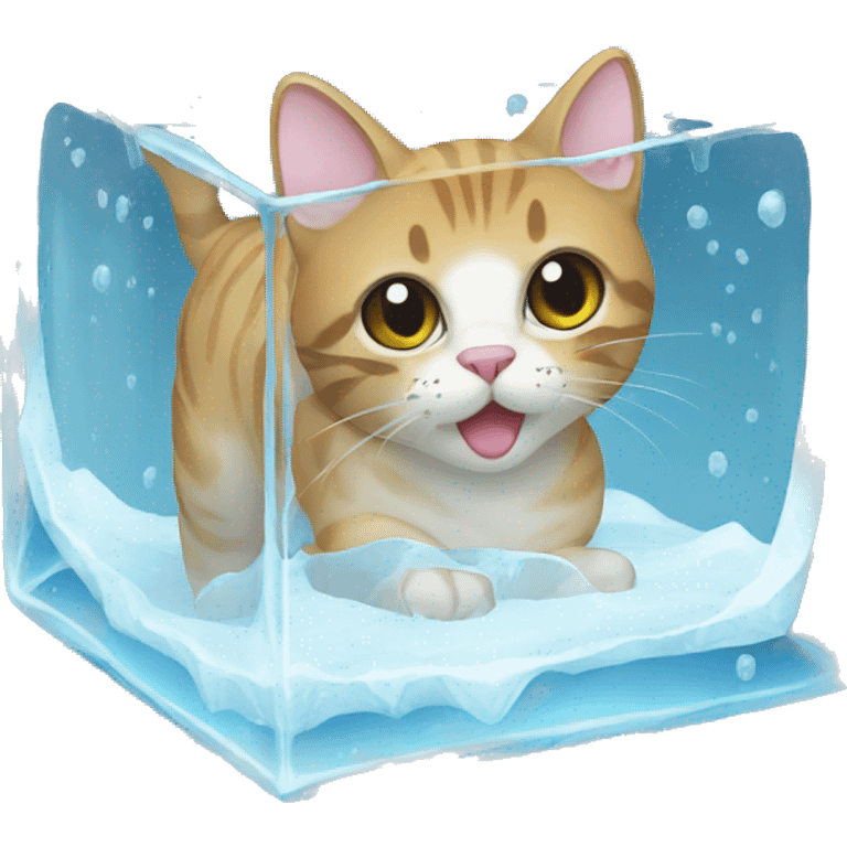 Cat inside ice cube emoji