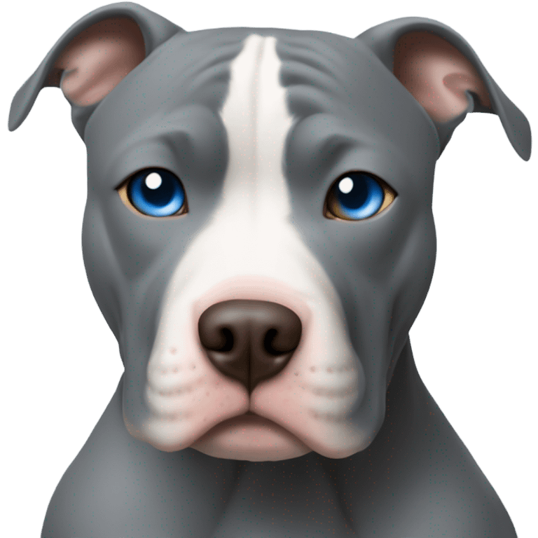 bald white man with blue eyes hugging all grey pit bull emoji