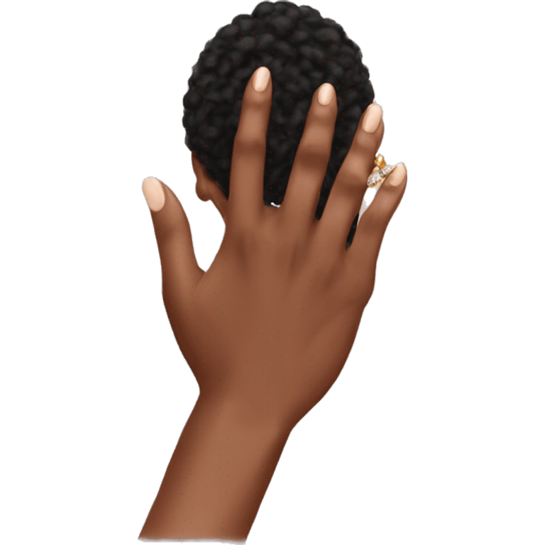 black female hand with engagement ring emoji