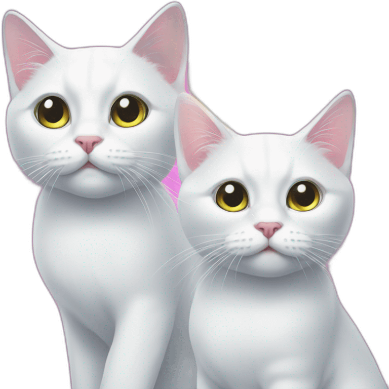 two white cats with laser beam eyes emoji